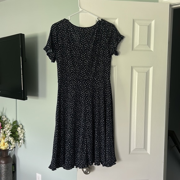 Navy blue with white polka dot short sleeve dress. - Picture 2 of 2